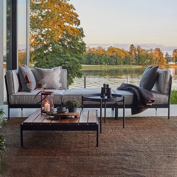Комбинацията от мека мебел от ратан на открито, имитация на скандинавския от ратан, диван-стол от ратан, вътрешен двор, вила, балкон, стол за почивка от ратан