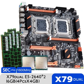 Комплект дънната платка Atermiter X79 с два процесора и 2 × Xeon E5 2640 4 × 4 GB = 16 GB 1600 Mhz PC3 12800 DDR3 ECC REG Memory