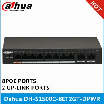 Комутатор Dahua 8PoE DH-S1500C-8ET2GT-DPWR 8 порта POE 2 порта up-link поддържа стандарта POE захранване 802.3 af 802.3 at стандарта POE+ Hi-PoE