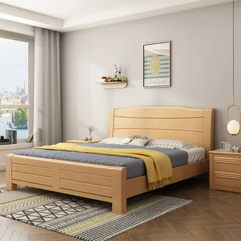 Легло от масивно дърво в скандинавски стил, главна спалня, спалня 1,5 м, едно легло 1,8 м, модерна проста мебели от бук