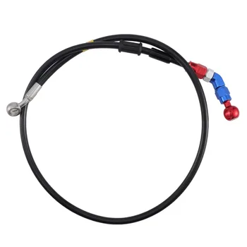 Маслен маркуч спирачен съединител мотоциклет, ракита металната тръба, тръбопроводен кабел, 90 см, червен, син, извити в 28 ° Конектор за резервни части за мотоциклети