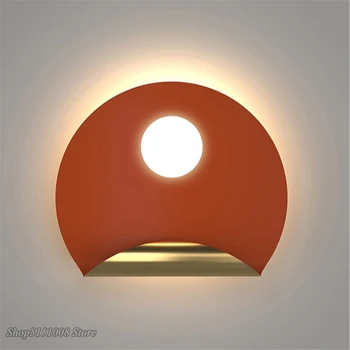 минималистичен led монтиран на стената лампа, съвременен творчески фон за всекидневната, кръгло стенни аплици, дизайнерски нощни лампа за коридор, спалня, монтиран на стената лампа