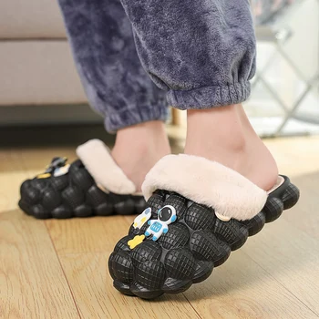 Модерна семейна двойка Майка-дете, домашни памучни чехли от изкуствена кожа заек, топли зимни обувки, размер 36-45