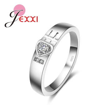 Модни Дамски бижута във формата на сърце с кубическим цирконием, пръстен с кристали от сребро 925 проба, Сватбена годежен женски пръстен на пръста