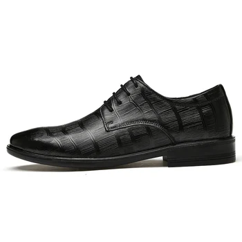 Мъжки бизнес обувки от естествена кожа, Модерен Елегантни Мъжки обувки-Oxfords дантела, Градинска Мъжки Обувки с Високо Качество, Мъжки Ежедневни Обувки