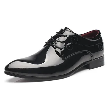 Мъжки класически обувки в стил ретро, кожена мъжка бизнес офис обувки, мъжки вечерни сватбени обувки-oxfords