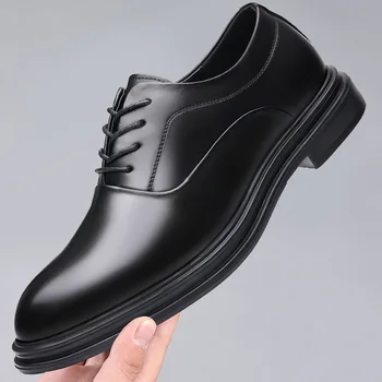 Мъжки кожени обувки дантела, марка обувки с перфорации тип 