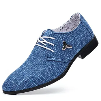 Мъжки тъканта, обувки големи размери, дишаща парусиновая официалната работна обувки с остри пръсти, бизнес ежедневни обувки M838