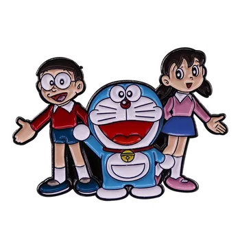 Научно-фантастична клоун брошка в стил манга Нобита Ноби, Минамото Шизука с анимационни емайл иконата Doraemonnn