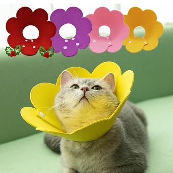 Нов Елизаветинский яката във формата на цвете за заздравяване на рани Котки, защитния конус за защита от ухапвания, яки за коте и кученце