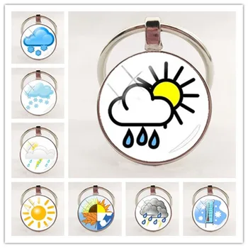 Нов модерен ключодържател с логото на времето, сладък стъклен кръг ключодържател с окачване 