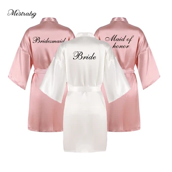 нов сватбен халат от сатен пролет есен Спомен за група шаферките сутрин рокля сватба пижами за парти розово злато розов халат