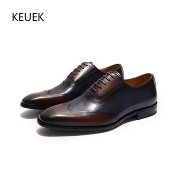 Нови Луксозни Дизайнерски мъжки Модел обувки-Oxfords с Перфорации тип 