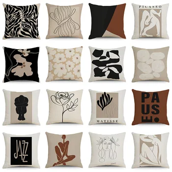 Потребителски проста черно-бяла калъфка за домашно разтегателни дивана, автомобили калъфка в скандинавски стил, абстрактна бельо калъфка