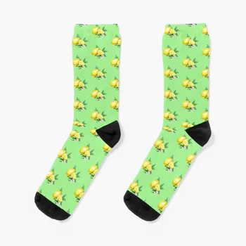 Пресни акварели лимон чорапи с цветя и листа, женски сладки чорапи, компресия чорапи, спортни чорапи