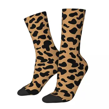 Реколта мъжки чорапи с леопардовым принтом, унисекс, нестандартен, забавен экипажный чорап с принтом, подарък