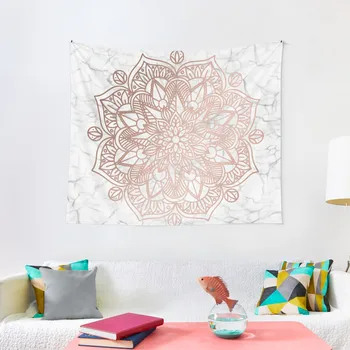 Розово-златна мандала на мраморната гобелене Начало декор килим Стенни декорации за дома Естетичен декоратор стая