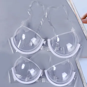 Секси женски сутиен с каишка от прозрачна пластмаса 3/4 чаша, повдигащ, Невидим за Сутиени, Бельо, Прозрачен Сутиен Mujer