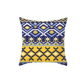 Скандинавски обикновен син калъф за възглавници в жълта ивица, декоративни калъфки за дома, бельо геометрични калъфки 45x45 см, калъфка за възглавница