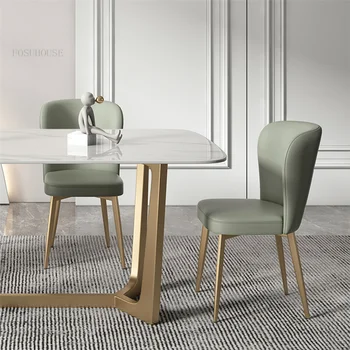 Скандинавските луксозни кожени трапезни столове за кухненски мебели с Модерен минималистичен дизайнерски стол за хранене домакински стол с облегалка