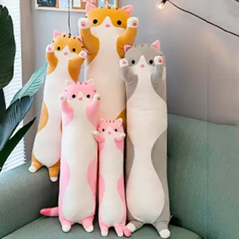 Сладки плюшени играчки Плюшен кукла-котка Мека възглавница с коте Детски възглавници за коленете на Дълъг сън Плюшени играчки, Подарък за детска приятелка