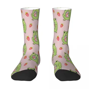 Сладки чорапи с участието на ягоди и млечна жаба във формата на животни, мъжки И дамски чорапи от полиестер, Адаптивни хип-хоп