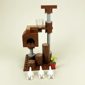 Съвместима с конструктора на Lego Small Particle Building Block Toy Creativity MOC Cat Nest 6251, малка Бяла котка, скъпа играчка за сглобяване на домашни любимци