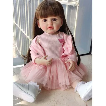 Търговия на едро забавни играчки с прави крака за деца Bebe Момиче Сам Мухъл 22-Цолови силиконови Кукли Reborn Baby